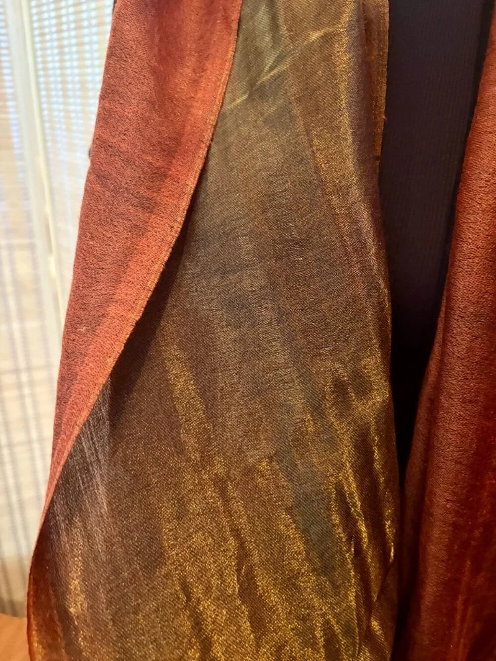 Gold and Rust Silk Scarf - Never Worn
